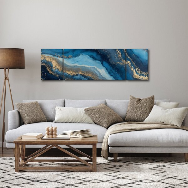 Obraz - Niebieska marmurowa abstrakcja (170x50 cm)