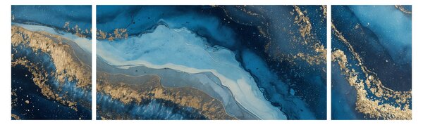 Obraz - Niebieska marmurowa abstrakcja (170x50 cm)