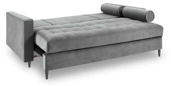Jasnoszara aksamitna rozkładana sofa Milo Casa Santo