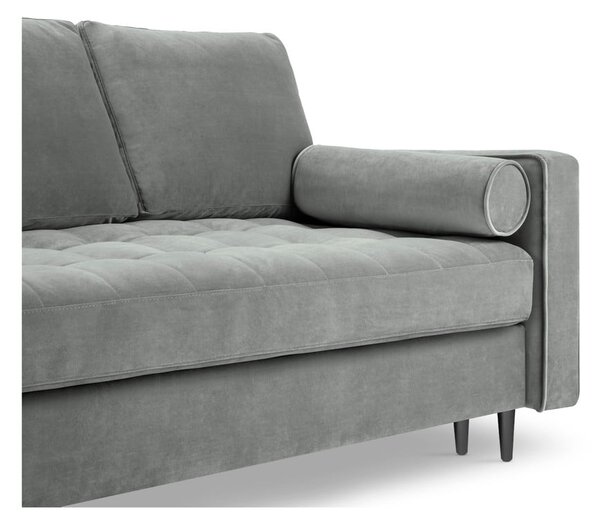 Jasnoszara aksamitna rozkładana sofa Milo Casa Santo
