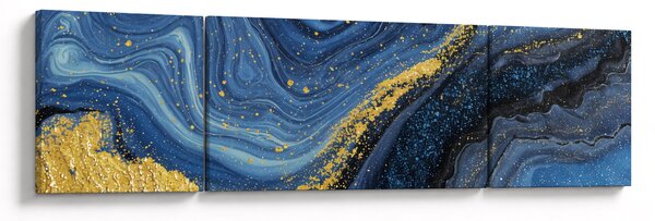 Obraz - Niebiesko-złota abstrakcja (170x50 cm)