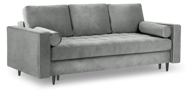 Jasnoszara aksamitna rozkładana sofa Milo Casa Santo