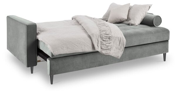 Jasnoszara aksamitna rozkładana sofa Milo Casa Santo