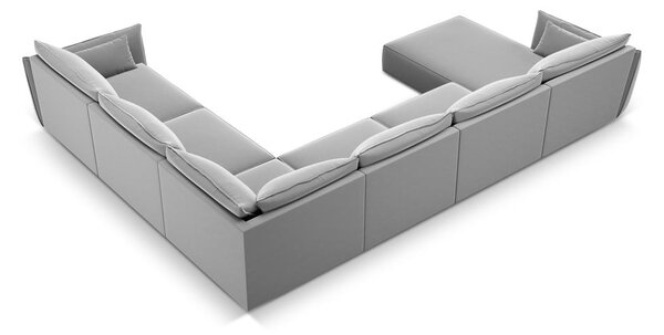 Jasnoszary aksamitny narożnik (prawostronny/w kształcie litery U) Vanda – Mazzini Sofas