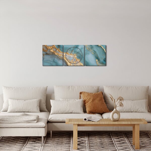 Obraz - Turkusowy marmur (z zegarem) (90x30 cm)