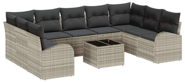 Zestaw Mebli Ogrodowych Komplet Wypoczynkowy Z Poduszkami 10-Częściowy Szary Rattan Na Taras Balkon Ogród