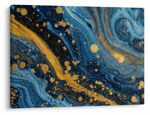 Obraz - Niebieska abstrakcja ze złotem (70x50 cm)