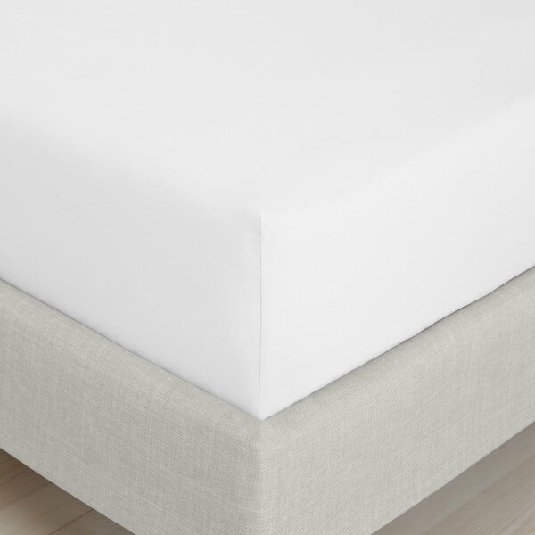 Białe prześcieradło z perkalu bawełnianego z gumką 90x190 cm Cotton Percale – Bianca