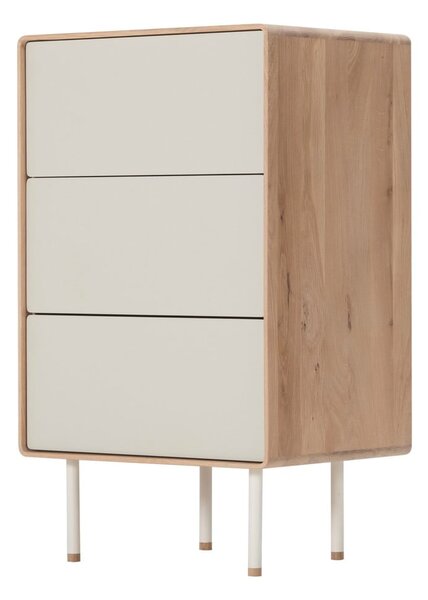 Biało-naturalna wysoka komoda z litego drewna dębowego 60x100 cm Fina – Gazzda
