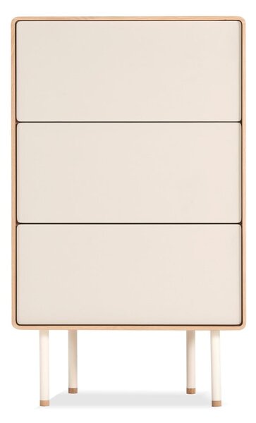Biało-naturalna wysoka komoda z litego drewna dębowego 60x100 cm Fina – Gazzda