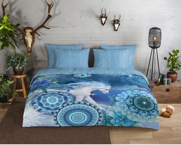 Niebieska flanelowa pościel jednoosobowa 140x200 cm Lumi – HIP