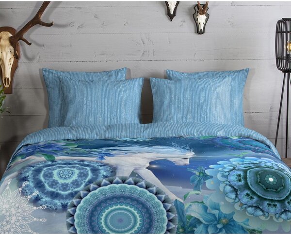 Niebieska flanelowa pościel jednoosobowa 140x200 cm Lumi – HIP