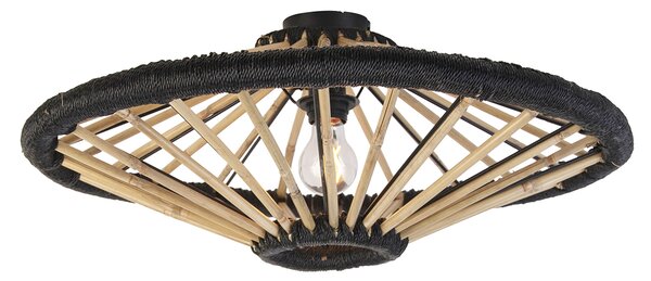 Orientalna lampa sufitowa bambusowa z czarnym 60 cm - Evalin Oswietlenie wewnetrzne