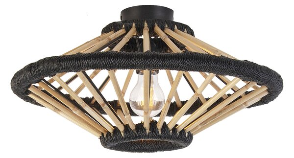 Orientalna lampa sufitowa bambusowa z czarnym 46 cm - Evalin Oswietlenie wewnetrzne