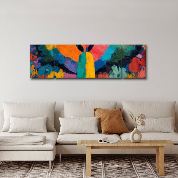 Obraz - Abstrakcyjny anioł z kwiatami (170x50 cm)