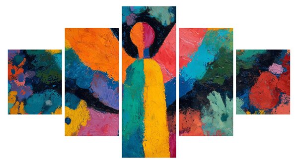 Obraz - Abstrakcyjny anioł z kwiatami (125x70 cm)