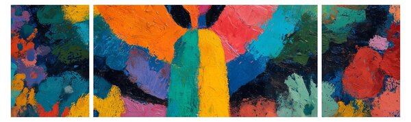 Obraz - Abstrakcyjny anioł z kwiatami (170x50 cm)