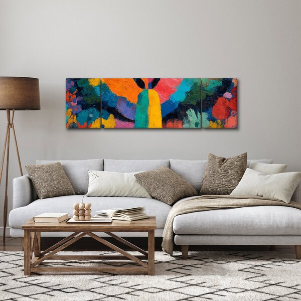 Obraz - Abstrakcyjny anioł z kwiatami (170x50 cm)