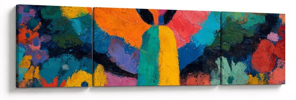 Obraz - Abstrakcyjny anioł z kwiatami (170x50 cm)