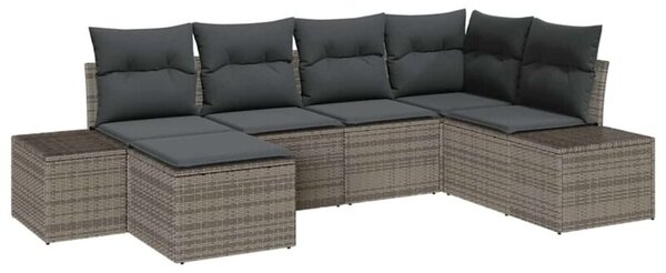 Zestaw Mebli Ogrodowych Komplet Wypoczynkowy Z Poduszkami 6-Częściowy Szary Rattan Na Taras Balkon Ogród