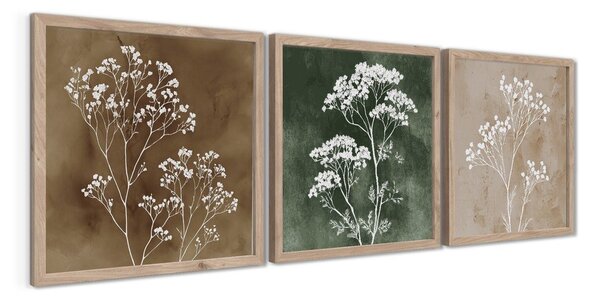 Obrazy zestaw 3 szt. 30x30 cm Floral Imprint – Styler