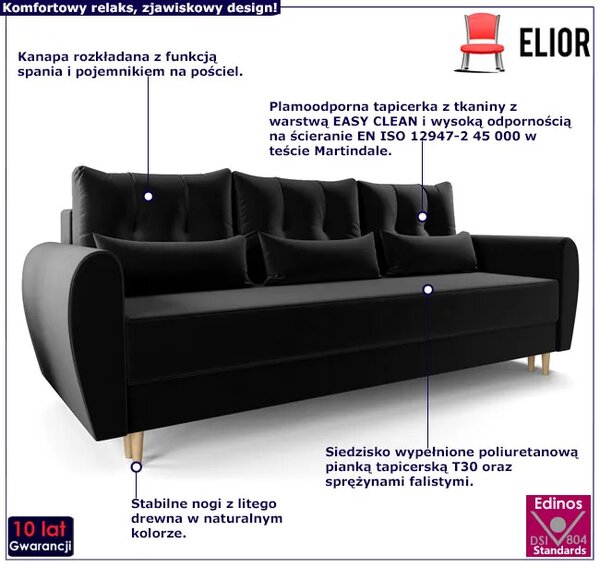 Czarna sofa rozkładana Z3-B11