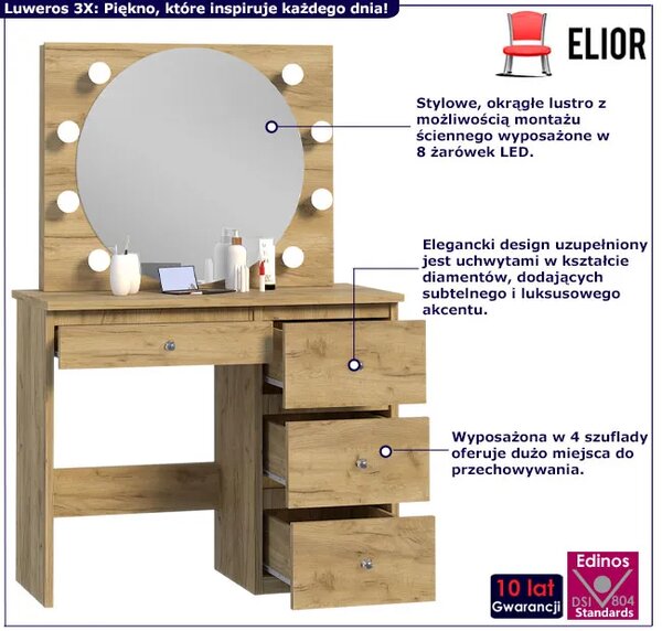 Toaletka w stylu glamour z oświetleniem led N3-G89