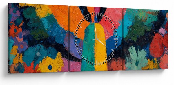 Obraz - Abstrakcyjny anioł z kwiatami (z zegarem) (90x30 cm)