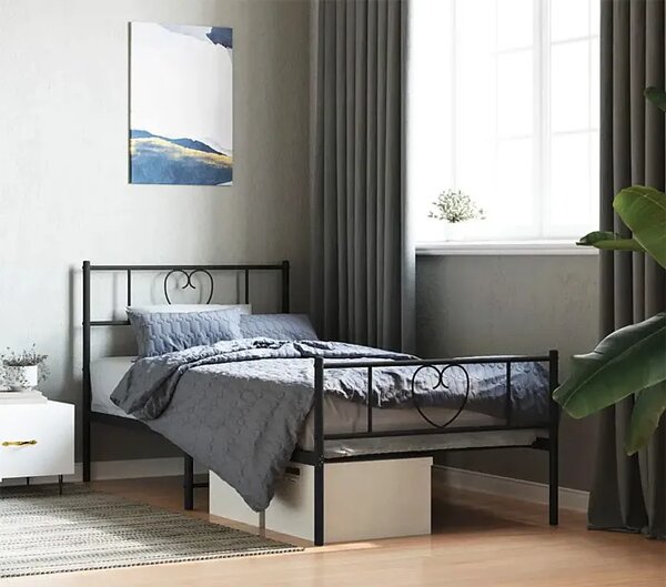 Czarne pojedyncze łóżko metalowe 80x200 cm T7-K18