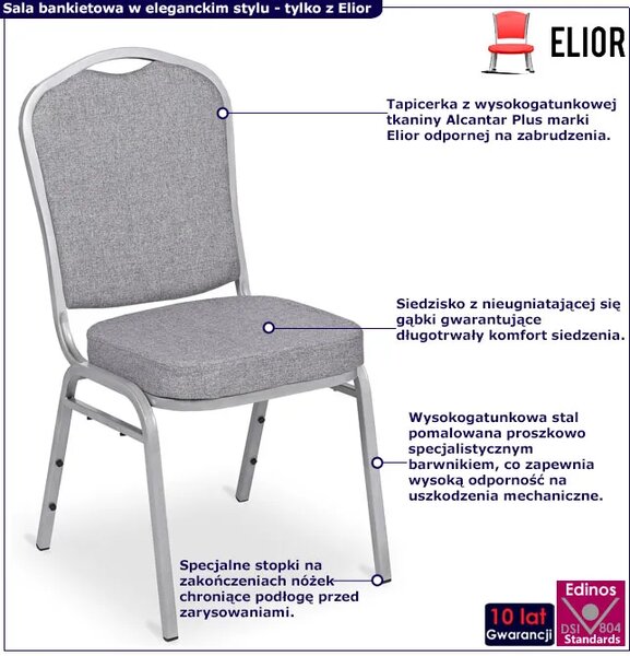 Szare krzesło bankietowe stalowe L6-S63
