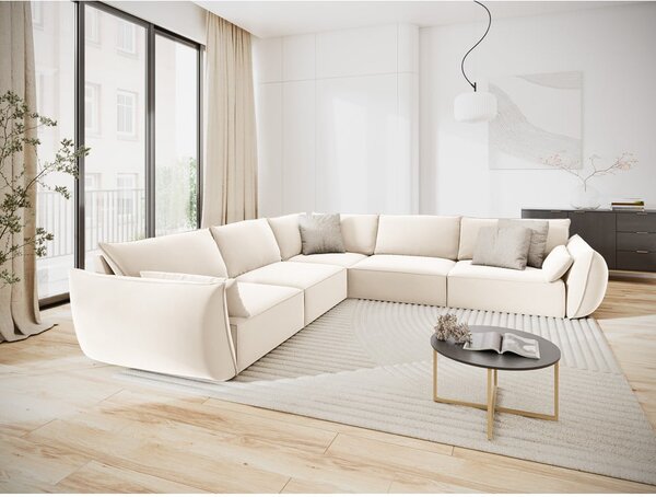 Beżowy aksamitny narożnik Vanda – Mazzini Sofas
