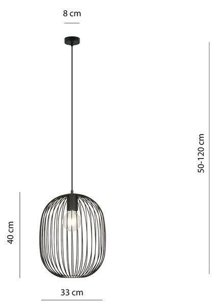Czarna pojedyncza wisząca lampa industrialna - D126 H3-C49