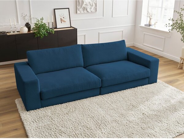 Ciemnoniebieska sztruksowa sofa 274 cm Leonard – Bobochic Paris