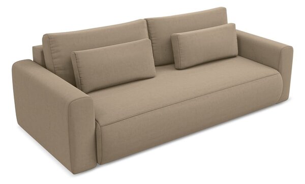 Jasnobrązowa aksamitna rozkładana/ze schowkiem sofa 238 cm Kapua – Makamii