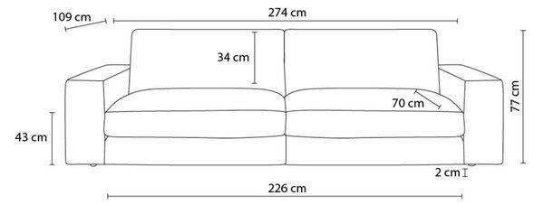 Ciemnoniebieska sztruksowa sofa 274 cm Leonard – Bobochic Paris