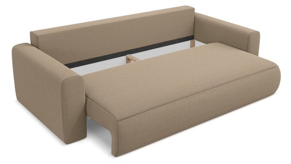 Jasnobrązowa aksamitna rozkładana/ze schowkiem sofa 238 cm Kapua – Makamii