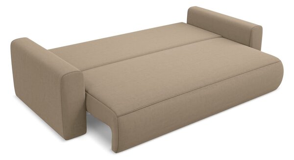 Jasnobrązowa aksamitna rozkładana/ze schowkiem sofa 238 cm Kapua – Makamii