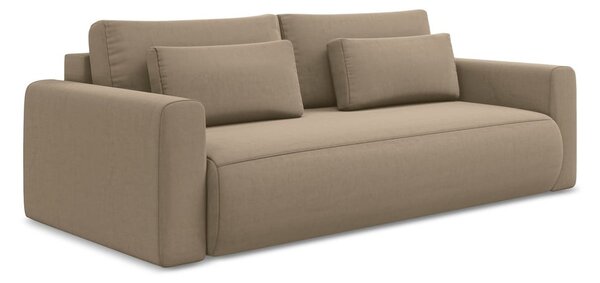 Jasnobrązowa aksamitna rozkładana/ze schowkiem sofa 238 cm Kapua – Makamii