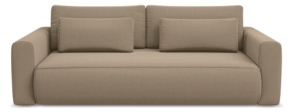 Jasnobrązowa aksamitna rozkładana/ze schowkiem sofa 238 cm Kapua – Makamii