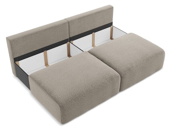 Beżowa rozkładana/ze schowkiem sofa 216 cm Kalena – Makamii