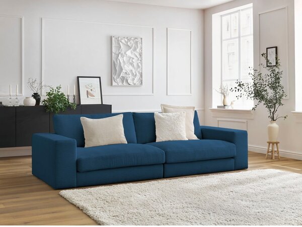 Ciemnoniebieska sztruksowa sofa 274 cm Leonard – Bobochic Paris