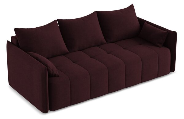 Bordowa rozkładana/ze schowkiem sofa 225 cm Moku – Makamii