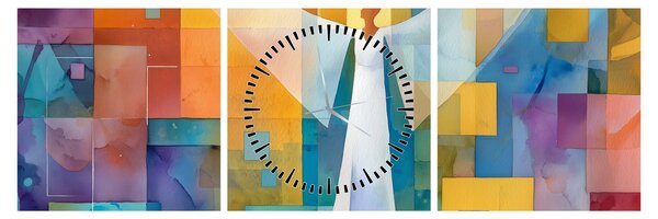 Obraz - Geometryczny anioł (z zegarem) (90x30 cm)