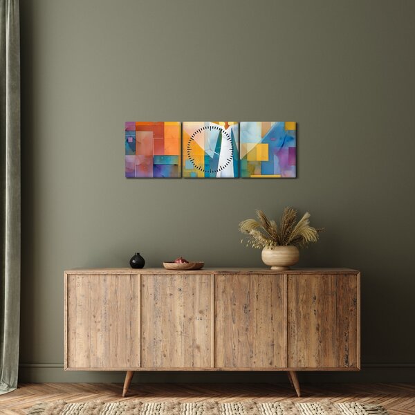 Obraz - Geometryczny anioł (z zegarem) (90x30 cm)