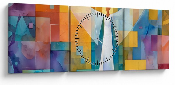 Obraz - Geometryczny anioł (z zegarem) (90x30 cm)