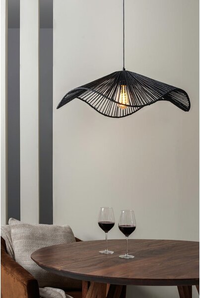 Czarna lampa wisząca z kloszem z plecionki papierowej ø 62 cm Sombra – Leitmotiv