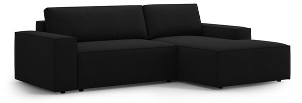 Czarny rozkładany narożnik (prawostronny) Jodie – Micadoni Home