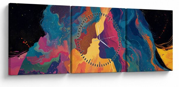 Obraz - Kosmiczna miłość (z zegarem) (90x30 cm)