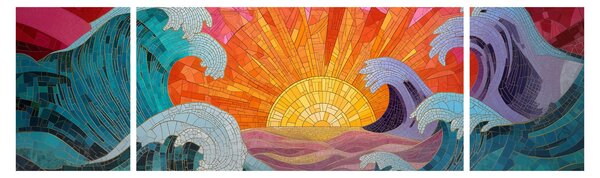 Obraz - Mozaika fal (170x50 cm)