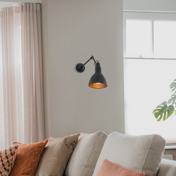 Industrialna lampa ścienna czarna regulowana - Wye